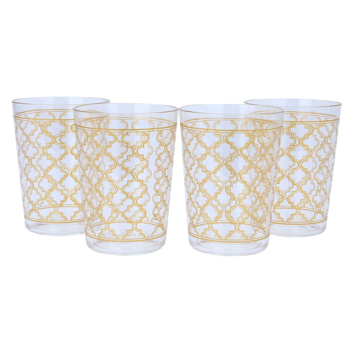 Al Saif Gallery Glass Cups and Cups Set, Gold Embossed, 5 Pieces - Transparent product image 2
