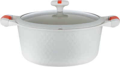 طقم قدور داي كاست الومنيوم روبوست، 7 قطع، غطاء زجاج، يد سيليكون - كريمي product image 2