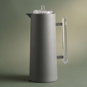 Glory Lean Thermos, 1 Liter, Glass Inner Container, Push Button, Transparent Handle - Gray product image
