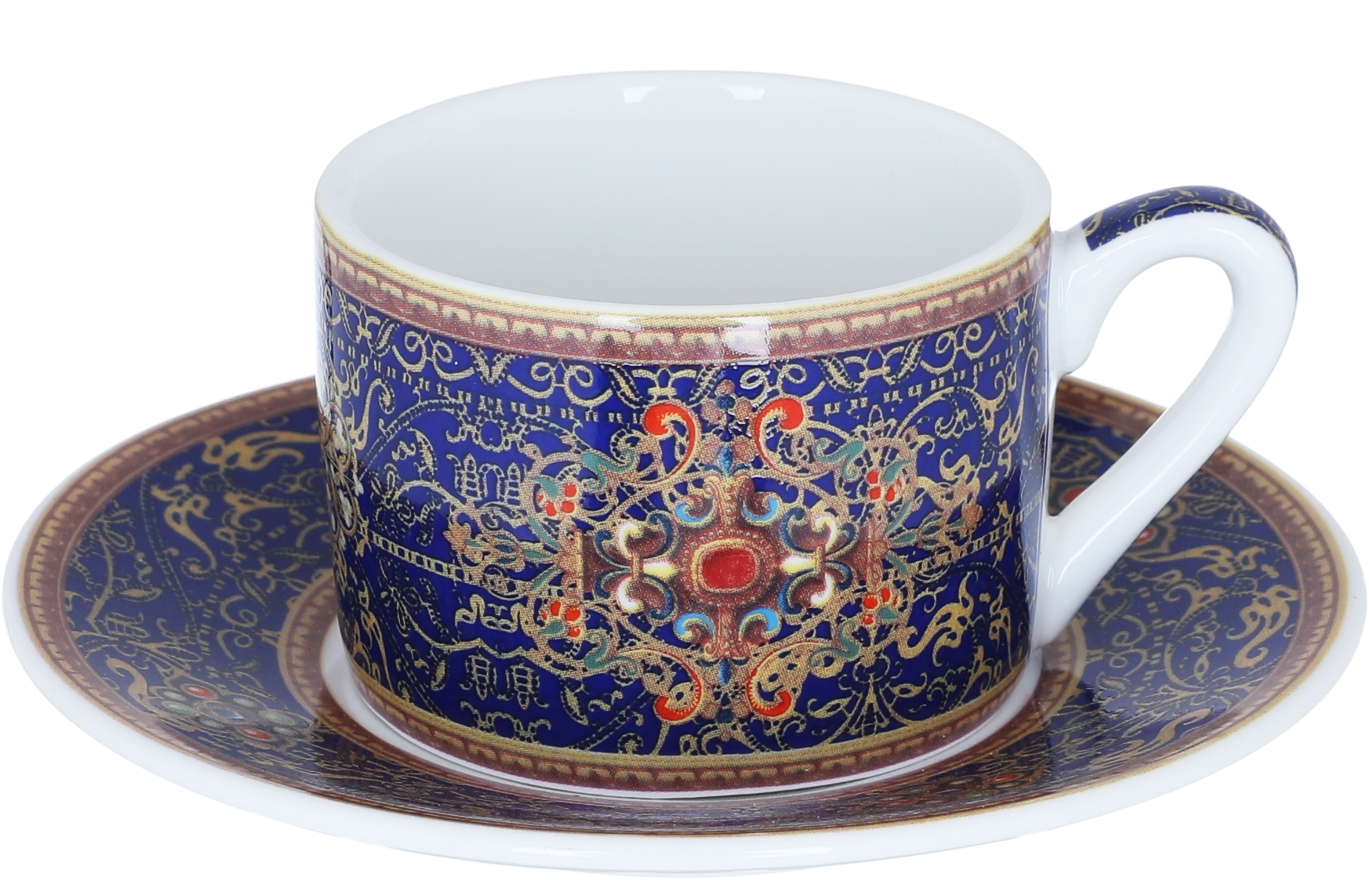 Al Saif Gallery porcelain coffee cup set, engraved, with saucers, 12 pieces - blue product image 2
