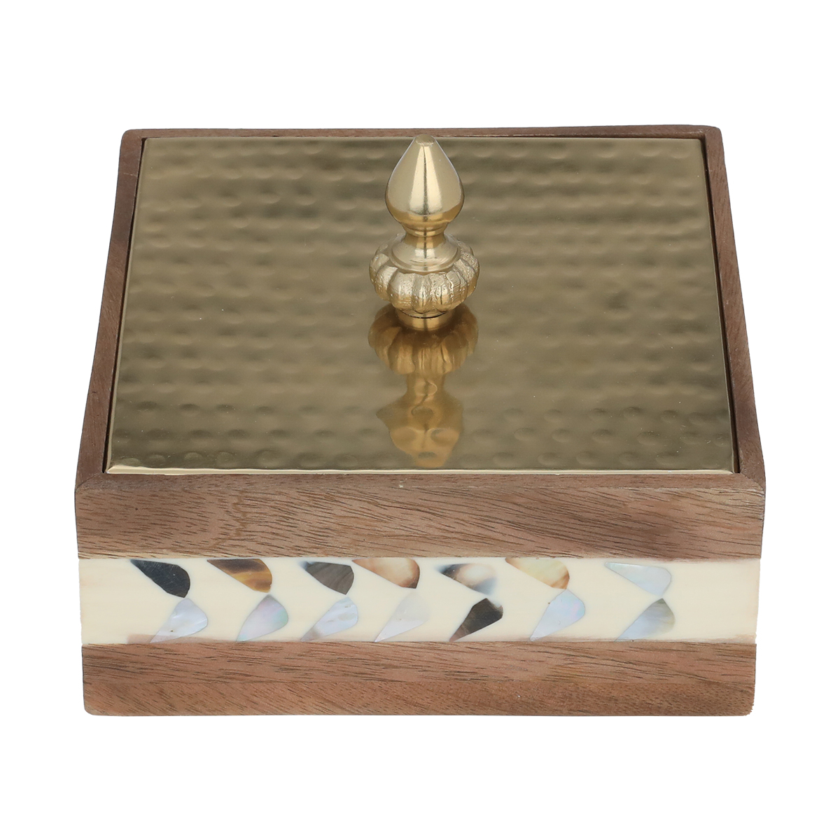 Al Ain Andalusia Wood Storage Box with Lid, 16 x 16 x 6 cm, Square - Multi Color product image 1