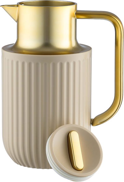 Everest Laura thermos, 1 liter, golden handle, thermal glass inner shell, plastic outer shell - beige product image 4