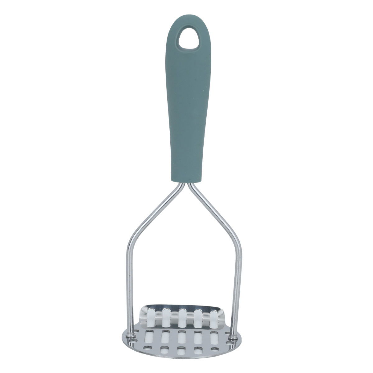 Al Saif Gallery steel potato masher, with silicone handle - green product image 1