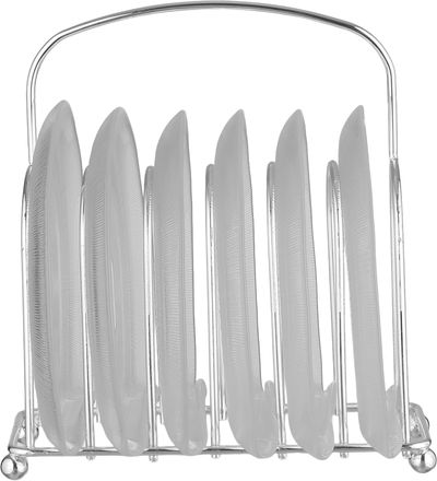 طقم صحون زجاج السيف غاليري، 6 قطع، مع ستاند، منقوش - فضي شفاف product image 3