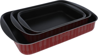 Alsaif Plus Teflon Oven Trays Set, 3 Pieces - Red product image 2