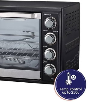 فرن كهربائي بشواية ارو، 2000 واط، 45 لتر، مؤقت، 4 قطع تسخين، RO-45EOB - اسود فضي product image 2