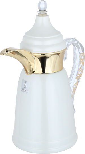 Al Saif Gallery Qamar Thermos Dallah, 0.35 L, Transparent Handle, Stainless Steel Inner Case, Stainless Steel Outer Body - Pearl Gold product image 4