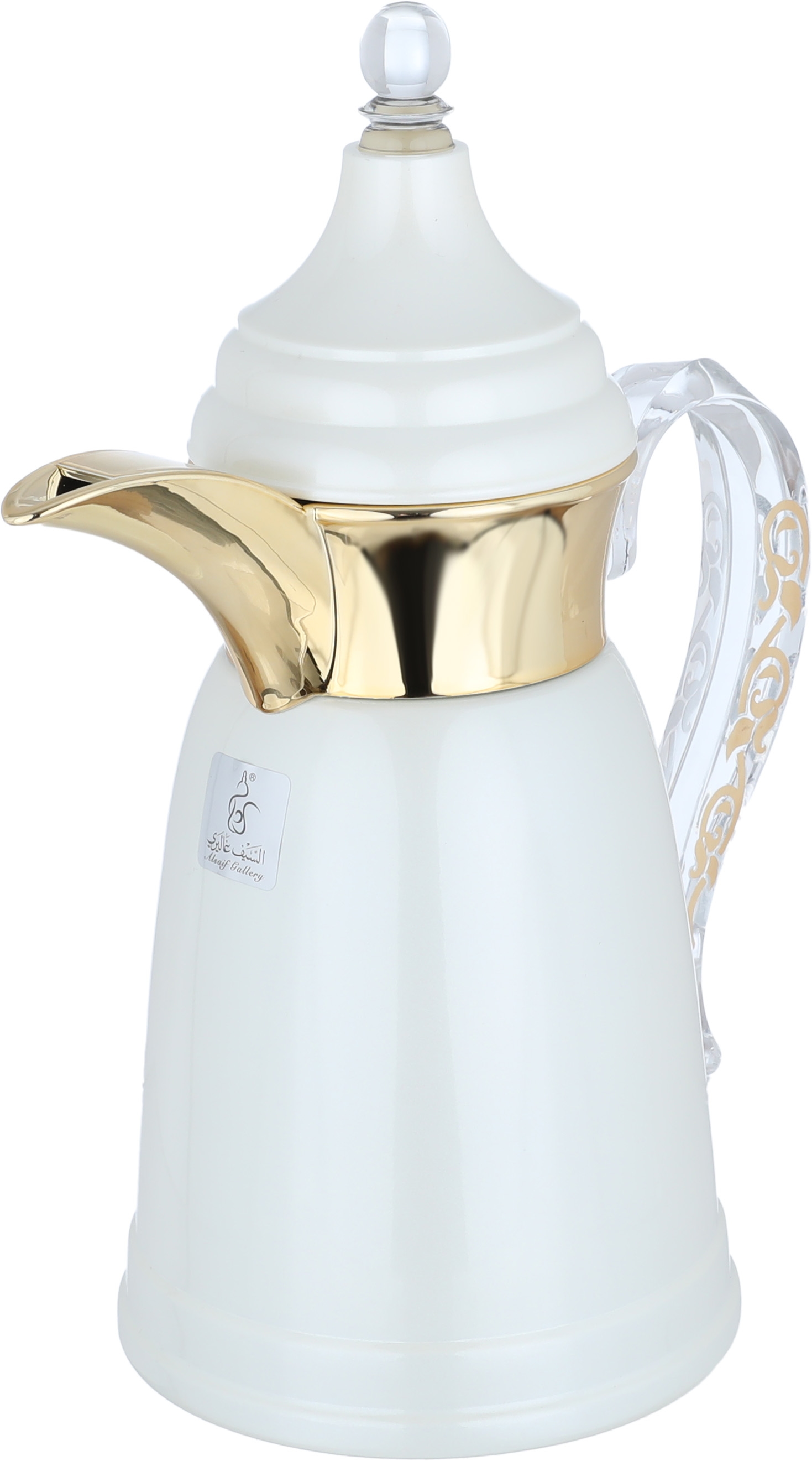 Dallah Tamim 8 Al Saif Gallery thermos, 0.35 liters, transparent handle, steel inner case, steel outer case - pearl gold product image 4