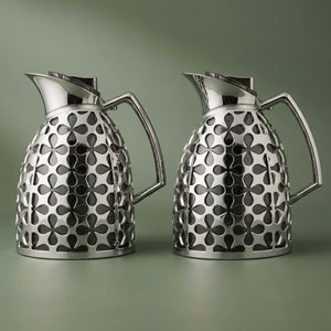Al Saif Gallery Andalusia thermos set, 0.75/1 liter, glass inner container, plastic outer shell - black and silver product image