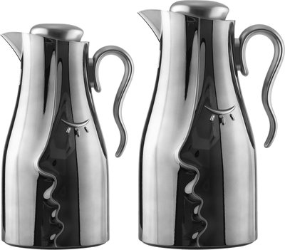 Al Saif Gallery Hawaa Thermos Set, 0.7/1 Liter, 2 Pieces, Inner Glass Case, Outer Plastic Body - Silver Black product image 2