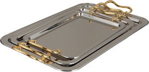 طقم صواني تقديم استيل الجهوري، 3 قطع - فضي product image 2