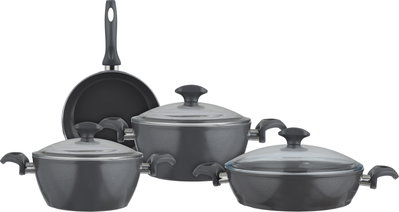 طقم قدور جرانيت تركي فالز، 7قطع، غطاء زجاج - رمادي غامق product image 2