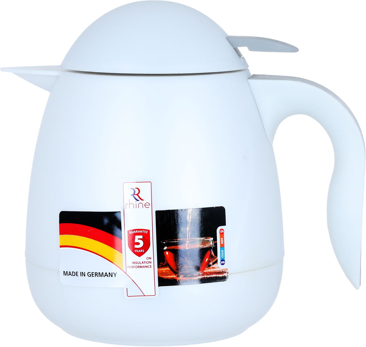 Al-Rhine thermos, 0.5 liters, compressor, thermal glass inner container, plastic outer shell - white product image