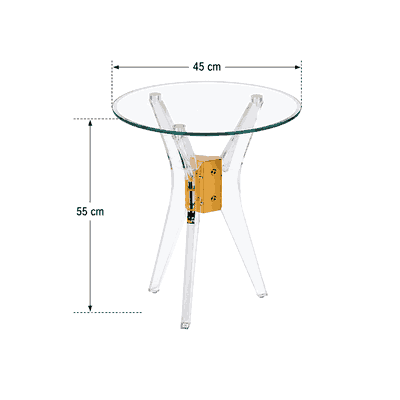 طقم طاولات زجاج و ستيل و اكرليك، 5 قطع - شفاف ذهبي product image 3