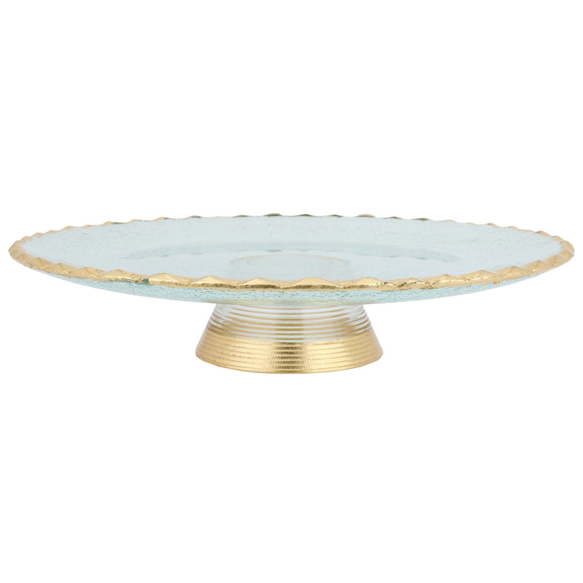 Al Saif Gallery glass cake stand, 6 x 30 cm, with gold rim and base - transparent product image