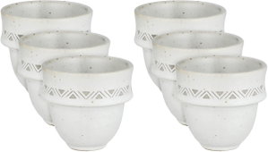 Al Saif Gallery Saudi Arabian Porcelain Coffee Cup Set, 6 Pieces, Geometric Pattern - Cream product image