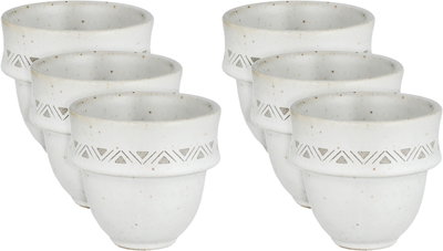 Al Saif Gallery Saudi Arabian Porcelain Coffee Cup Set, 6 Pieces, Geometric Pattern - Cream product image 1