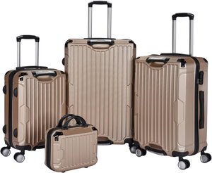 طقم شنط سفر ABS ليمرا، 4 مقاسات، 4 عجلات، زاويه 360 درجة، LMA-1733 - ذهبي product image