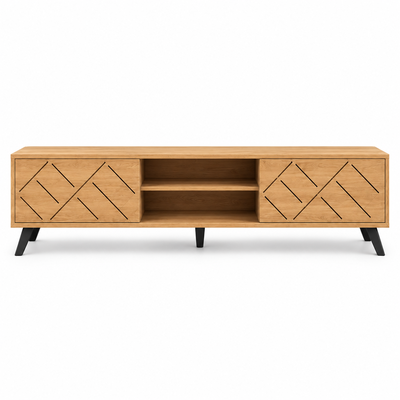 طاولة تلفزيون،  50×160×40 سم، خشب MDF، قواعد - خشبي فاتح product image 3