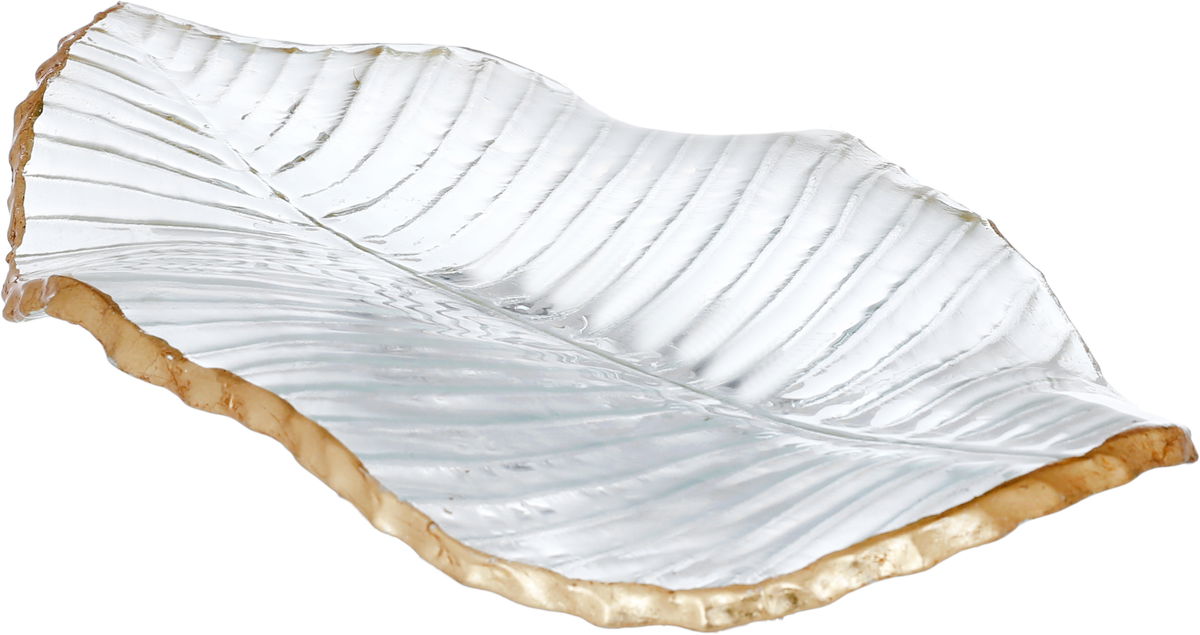 صحن حلا زجاج السيف غاليري، 2×14×23 سم، شكل ورق شجر، صغير - شفاف product image 3