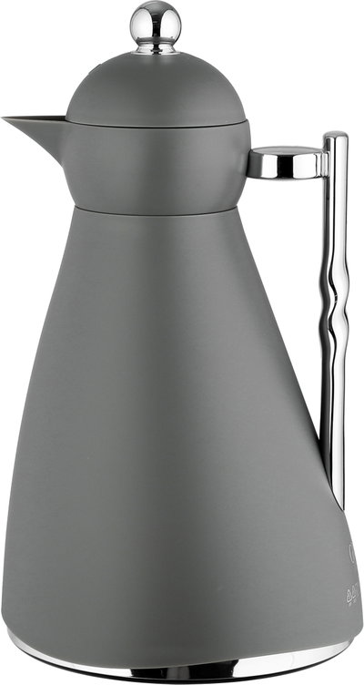Noor Plastic Glory Thermos, 1 Liter, Glass Inner Container, Push Button, Silver Handle - Dark Gray product image 2