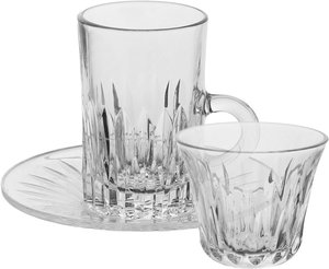 طقم تقديم بيالات فناجين مع صحون السيف غاليري، كريستال، 18 قطعة - شفاف product image