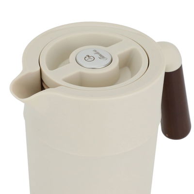 Timeless Tara Thermos, 1.2 litres, wooden handle, compressor, steel inner container, steel outer shell - beige product image 4