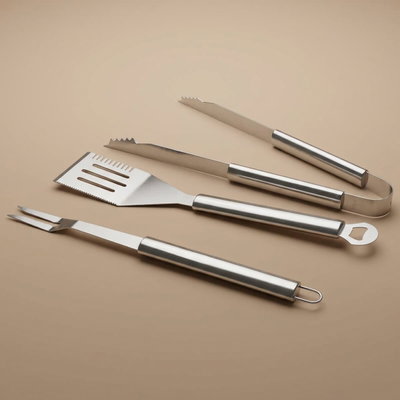 Al Saif Gallery Stainless Steel Bbq Tools Set, 46X9.5 / 45.3 / 45X7 Cm, 3 Pieces - Silver product image 1