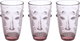 Al Saif Gallery glass water cups set, 12.8 x 8 x 8 cm, with base, 3 pieces - light pink product image 1