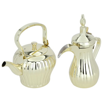 Al Saif Gallery Dallah set with Tuwaiq steel jug , 0.48/2 litres, 2 pieces - gold product image 2