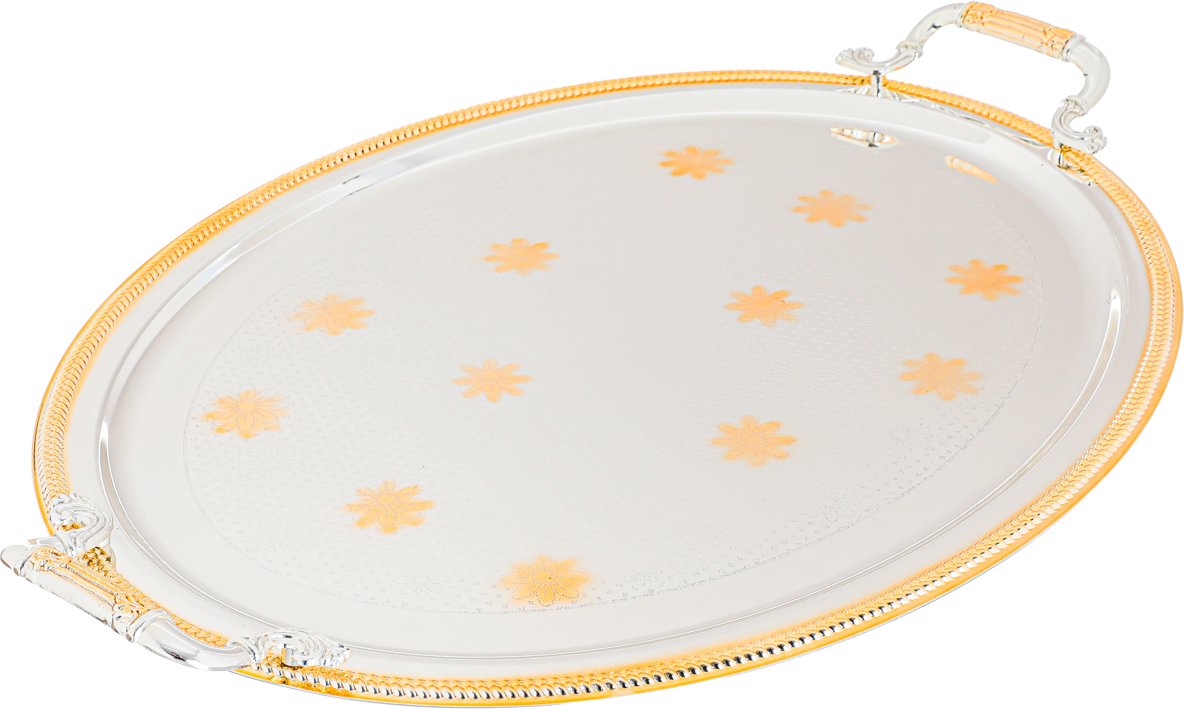 طقم طوفريات استيل بحواف ذهبي السيف غاليري، 3 قطع، بيضاوي منقوش - فضي product image 3