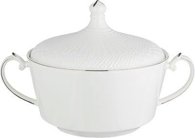 طقم تقديم سفرة بورسلان السيف غاليري، 47 قطعة - أبيض فضي product image 2