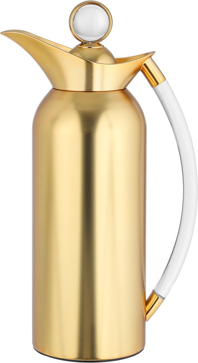 Al Saif Gallery Thuraya Thermos Set, 1/1 Liter, Glass Inner Material, Transparent Handle, Press Lid - Gold product image 6