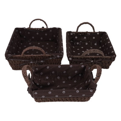 طقم سلة تقديم خوص وهج الماسة، 3 قطع - بني product image 1