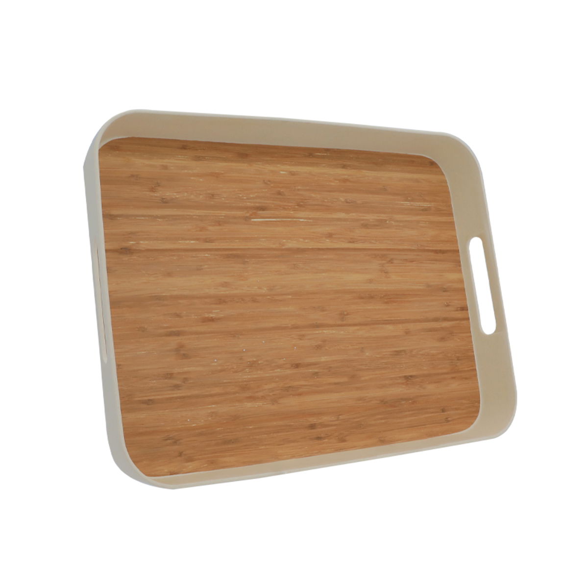 Saif Gallery wooden serving tofir, 16 inches, rectangular with two handles - wooden product image