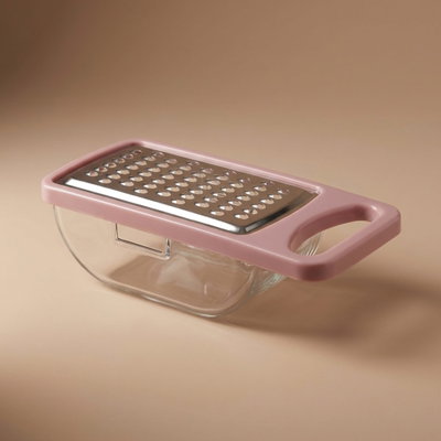 Al Saif Gallery Steel grater with plastic box - silver pink product image 1