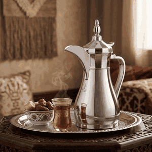 Al Saif Gallery Suleiman Thermos Dallah shape 1 liter, steel inner container, steel outer shell - silver product image 2