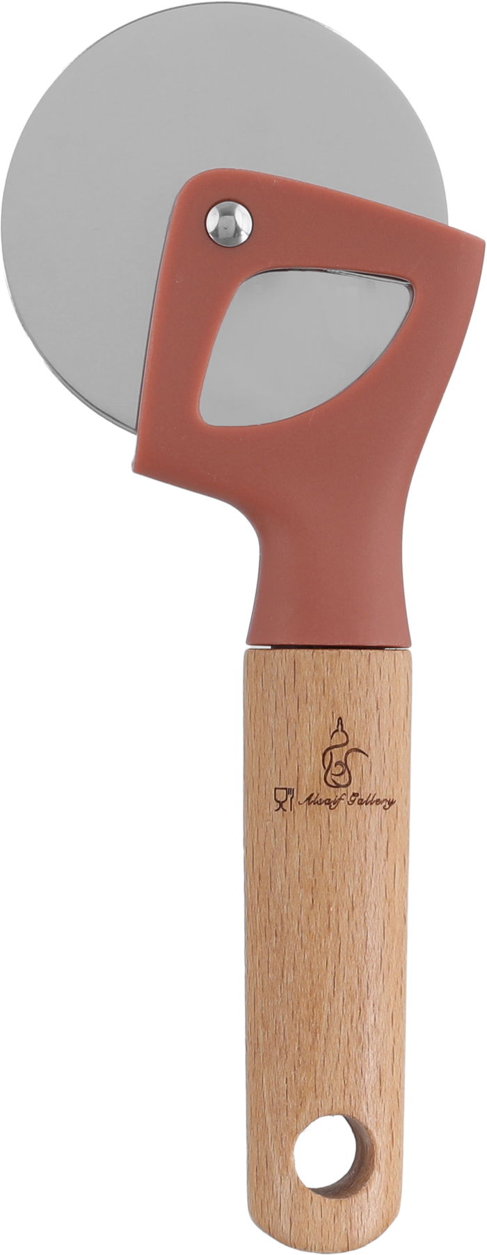 قطاعة بيتزا استيل بلاستيك السيف غاليري، 28.5×6.5 سم يد خشب - طوبي product image 2
