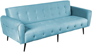 كنبة سرير مونتيلا خشب سويدي باك كومفورت، 190x70x90 سم، قماش مخمل - فيروزي فاتح product image