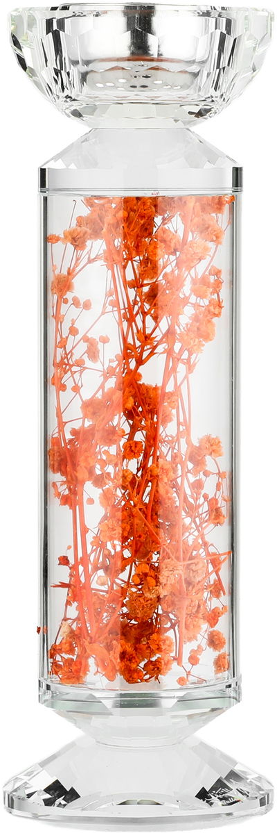 مبخرة زجاج السيف غاليري، مزينة زهور برتقالي، 8x8x23 سم - شفاف product image 2