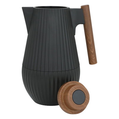 ترمس ليار السيف غاليري، 1 لتر، حافظة داخلية زجاج، يد خشبي، ضغاط - اسود product image 4