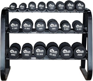 طقم دمبل مع ستاند مطاط هيلث كير، 20 قطعة، حتي وزن 275 كجم - أسود product image