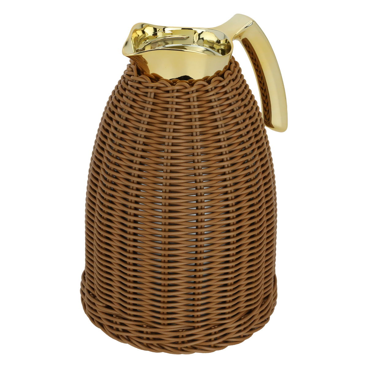Timeless rattan thermos, 1.5 liters, golden handle, thermal glass inner container, plastic outer shell - brown product image