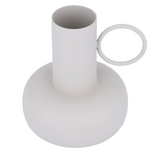 Al Saif Gallery painted iron vase, 13x5x15 cm, handle - light grey product image 2
