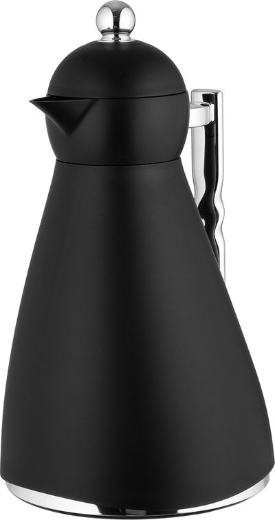 ترمس نور جلوري، 1 لتر، حافظة داخلية زجاج، ضغاط، يد فضي - أسود product image 3