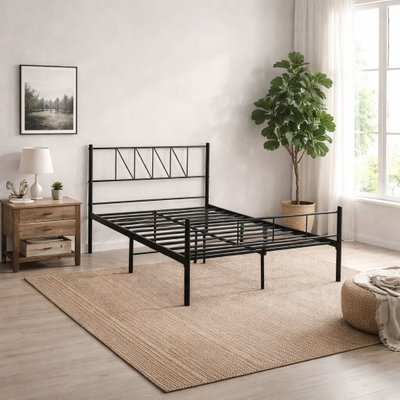 سرير هيكل حديد، 190×70×70 سم - أسود product image 4