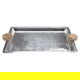 Tofaria Al Saif Gallery steel presentation, 3.5 x 33 x 55.5 cm, large, rectangular, brown handle - silver product image 1