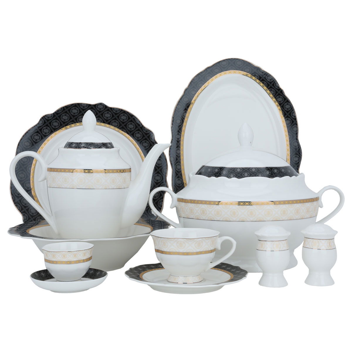 طقم سفرة بورسلان السيف غاليري، 65 قطعة - أبيض product image