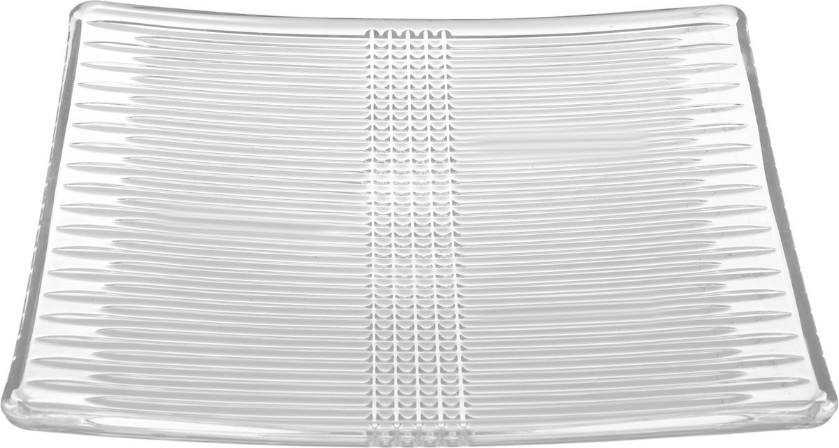 Al Saif Gallery Glass Serving Plate, Striped Rectangle, 28 x 28 x 1.6 cm - Clear product image 2