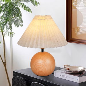 Mishkati Wooden table lamp with mesh fabric, 40 watts, 25 x 25 cm - Beige product image